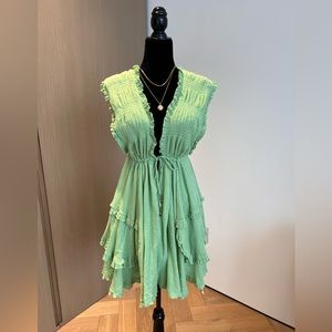 Free People - Never worn - Antoinette Mini Dress in Emerald Moth
